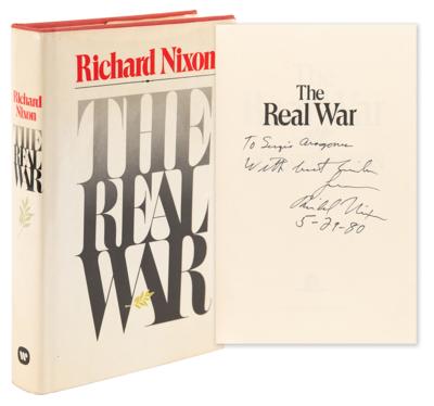 Lot #127 Richard Nixon Signed Book - The Real War, to Cartoonist Sergio Aragones - Image 1