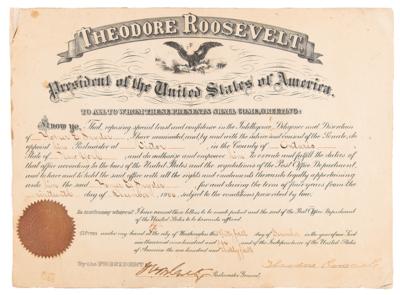 Lot #139 Theodore Roosevelt Document Signed as