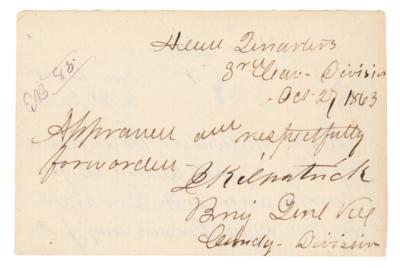 Lot #520 Hugh Judson Kilpatrick Civil War-Dated Signed Endorsement - Image 1