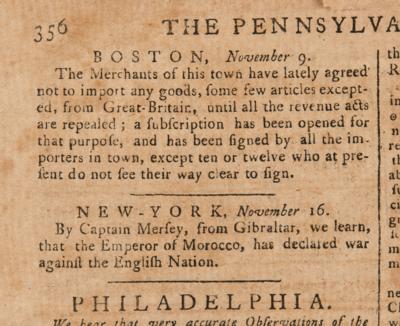 Lot #449 Townshend Acts: Pennsylvania Chronicle from November 1769 - Image 4