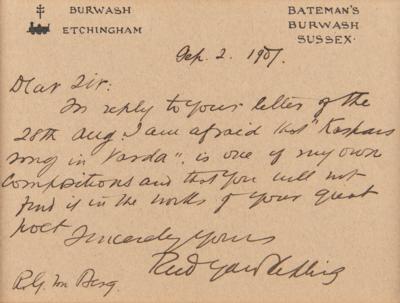 Lot #719 Rudyard Kipling Autograph Letter Signed - Image 2