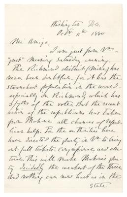 Lot #515 Joseph E. Johnston Autograph Letter Signed on the 1880 Election and the Black Vote - Image 1