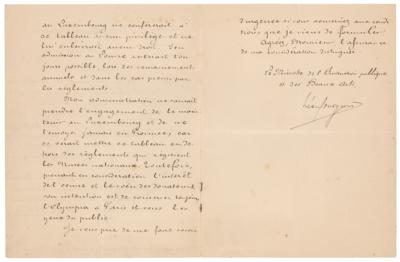 Lot #665 Claude Monet: Leon Bourgeois Letter Signed - Image 2