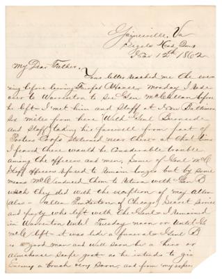 Lot #490 Ten Eyck Fonda Civil War-Dated Autograph Letter Signed on McClellan's Replacement with Burnside - Image 1