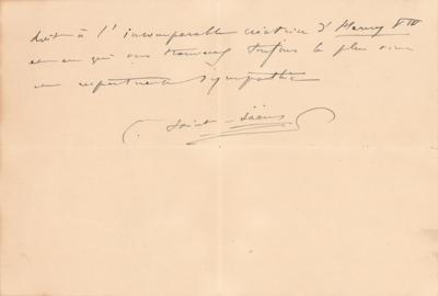 Lot #774 Camille Saint-Saens Autograph Letter Signed on Henry VIII - Image 2