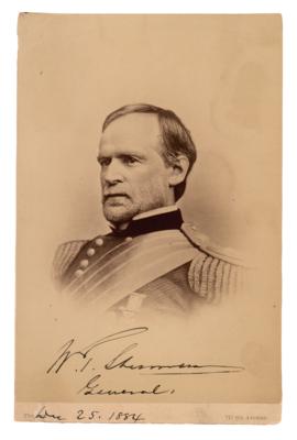 Lot #430 William T. Sherman Signed Cabinet