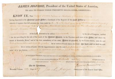 Lot #124 James Monroe Document Signed as President - Image 1