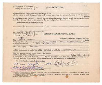 Lot #984 Clark Gable Document Signed for the Estate of Carole Lombard - Image 3