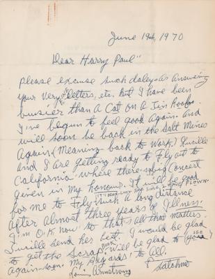Lot #781 Louis Armstrong Autograph Letter Signed - Image 1