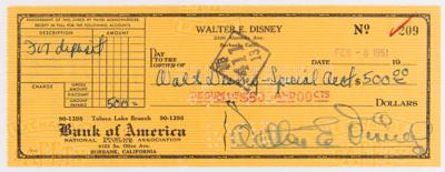Lot #679 Walt Disney Signed Check