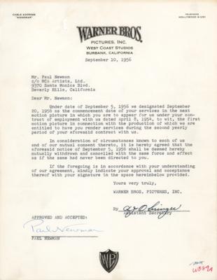 Lot #1033 Paul Newman Document Signed