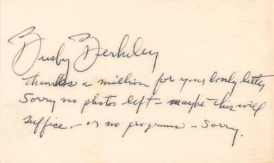 Lot #952 Busby Berkeley Autograph Note Signed