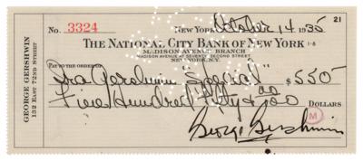 Lot #806 George and Ira Gershwin Signed Check