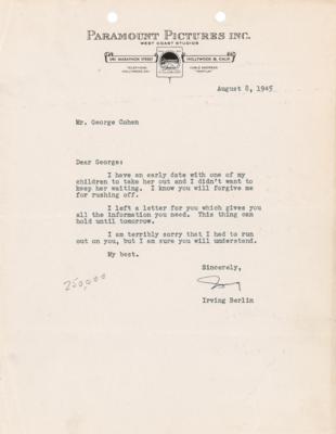 Lot #785 Irving Berlin Typed Letter Signed