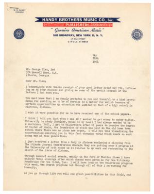 Lot #812 W. C. Handy Typed Letter Signed