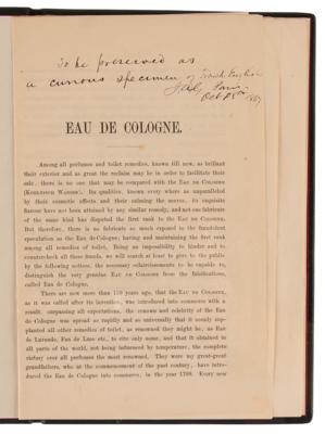 Lot #86 James A. Garfield Signed Booklet - Eau de Cologne - From His Personal Library - Image 4