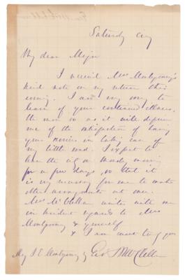 Lot #538 George B. McClellan Autograph Letter