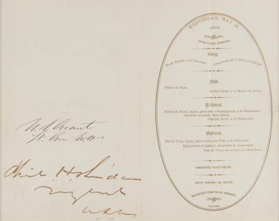 Lot #38 U. S. Grant and Philip H. Sheridan Signed Menu from Willard's Hotel - Dated to the Capture of Jefferson Davis - Image 2
