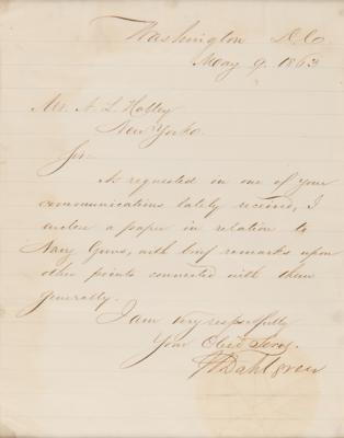 Lot #484 John A. Dahlgren Autograph Letter Signed (1863) - Sent to Mechanical Engineer Alexander Lyman Holley - Image 2