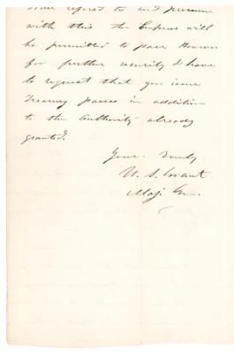 Lot #26 U. S. Grant Civil War-Dated Autograph Letter Signed, Authorizing a Cotton Shipment from Mississippi - Image 2