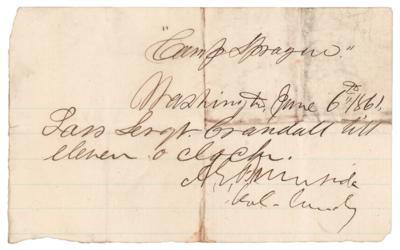 Lot #465 Ambrose E. Burnside Civil War-Dated Autograph Document Signed - Image 1