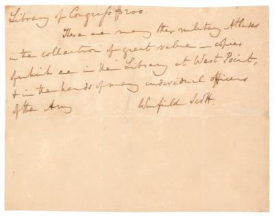 Lot #561 Winfield Scott Autograph Document Signed on Military Atlases in the Library of Congress - Image 1