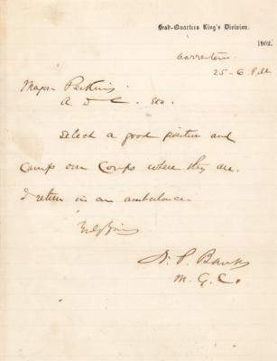 Lot #450 Nathaniel P. Banks Civil War-Dated Autograph Letter Signed - Image 1