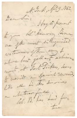 Lot #560 Winfield Scott Civil War-Dated Autograph Letter Signed to Secretary of War Edwin M. Stanton - Image 1