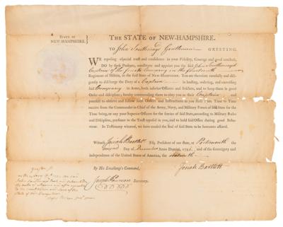 Lot #261 Josiah Bartlett Military Document Signed as Governor of New Hampshire - Image 1