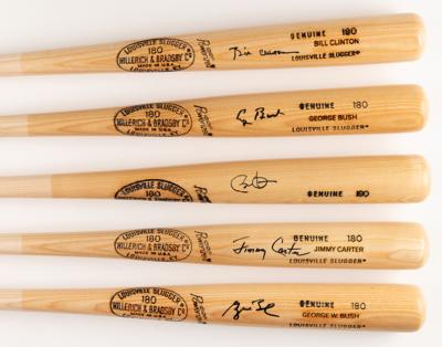 Lot #55 Five Presidents (5) Signed Louisville Slugger Baseball Bats - Image 1