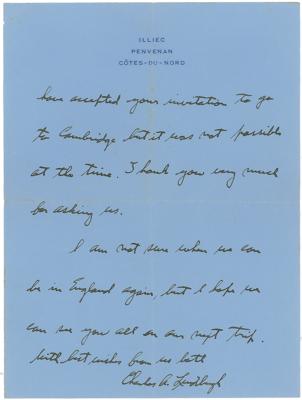 Lot #605 Charles Lindbergh Autograph Letter Signed - Image 2
