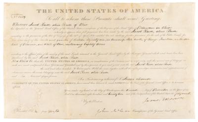 Lot #123 James Monroe Document Signed as President