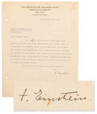 Lot #239 Albert Einstein Collection of (5) Typed Letters Signed, Dating to His Arrival in Princeton After His Self-Exile from Nazi Germany - Image 2