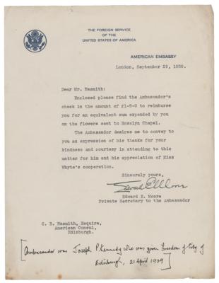 Lot #51 John F. Kennedy Typed Letter Signed on Memorial for a WWII Airman Killed While in Active Service with the Royal Air Force on September 8, 1939 - Image 2