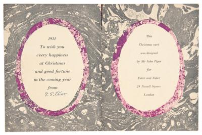 Lot #712 T. S. Eliot Signed Christmas Card