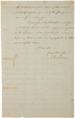 Lot #174 Alexander Hamilton Letter Signed as Treasury Secretary on Customs Collection - Image 3