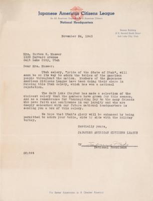 Lot #513 Japanese Internment: Japanese American Citizens League Typed Letter Signed by Saburo Kido - Image 1