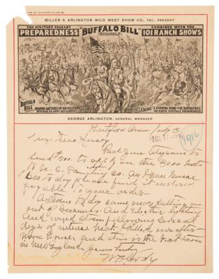 Lot #254 William F. 'Buffalo Bill' Cody Autograph Letter Signed - "A storm today came near to putting us out of business" - Image 1