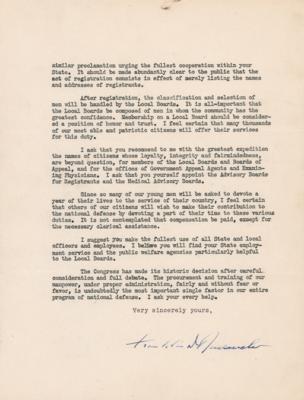 Lot #46 Franklin D. Roosevelt Typed Letter Signed as President on the First Peacetime Draft - "Undoubtedly the most important single factor in our entire program of national defense" - Image 3