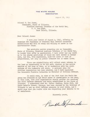 Lot #48 Franklin D. Roosevelt Typed Letter Signed as President on WWI Veterans: "I have never had any doubt as to the sturdy patriotism of those who have served in former wars" - Image 1
