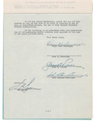 Lot #689 Edgar Rice Burroughs Document Signed for Tarzan Films by RKO - Image 1
