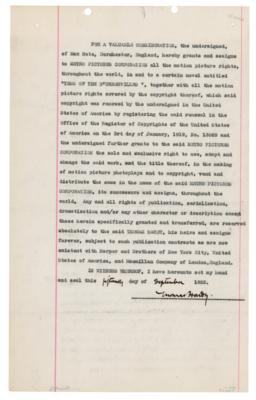 Lot #716 Thomas Hardy Document Signed for Tess of