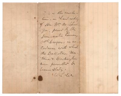 Lot #368 Washington Statehood Resolution: Handwritten Manuscript by William McKendree Springer - Image 2