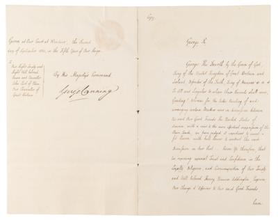 Lot #202 King George IV Document Signed for Negotiating a Treaty with the U.S. "for the more effectual suppression of the Slave Trade" - Image 2
