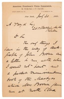 Lot #222 John Brown Handwritten Notebook Page: "Meet F. Douglas at home" - Image 3