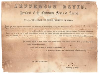 Lot #408 Confederate Appointment Falsified by a