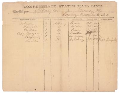 Lot #411 Confederate States of America Mail Line Waybill - Image 1
