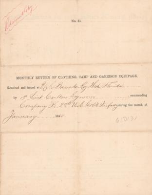 Lot #437 United States Army: 2nd United States Colored Infantry Regiment Monthly Return Booklet (1865) - Image 1
