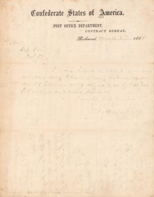 Lot #485 Jefferson Davis Autograph Endorsement Signed as Confederate President (1865) - Image 3