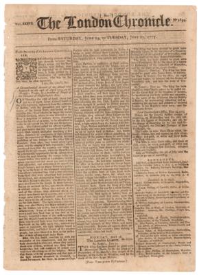 Lot #453 Battles of Lexington and Concord: London Chronicle from June 27, 1775 - Image 1